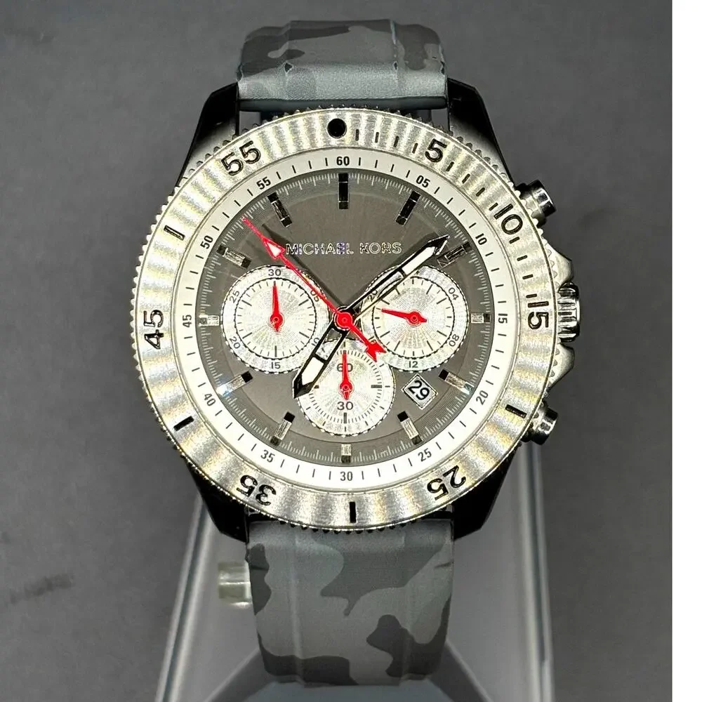 Michael Kors Cortlandt MK8710 Chronograph Gray Camo Men’s Watch 45mm